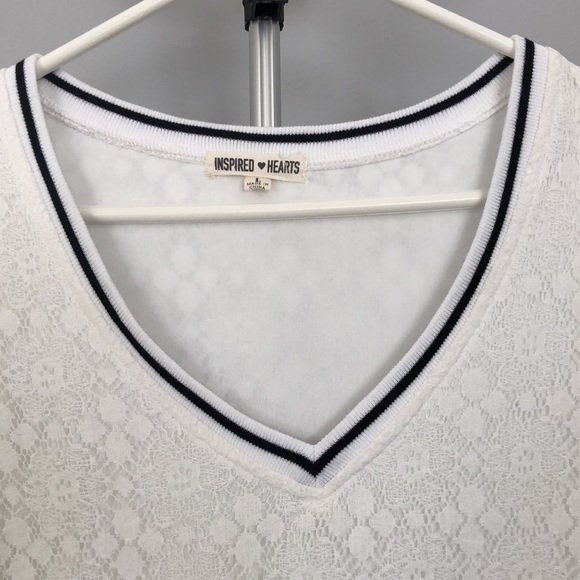 Inspired Hearts Off White Lace Overlay T Shirt Dress Sz L - Picture 3 of 8